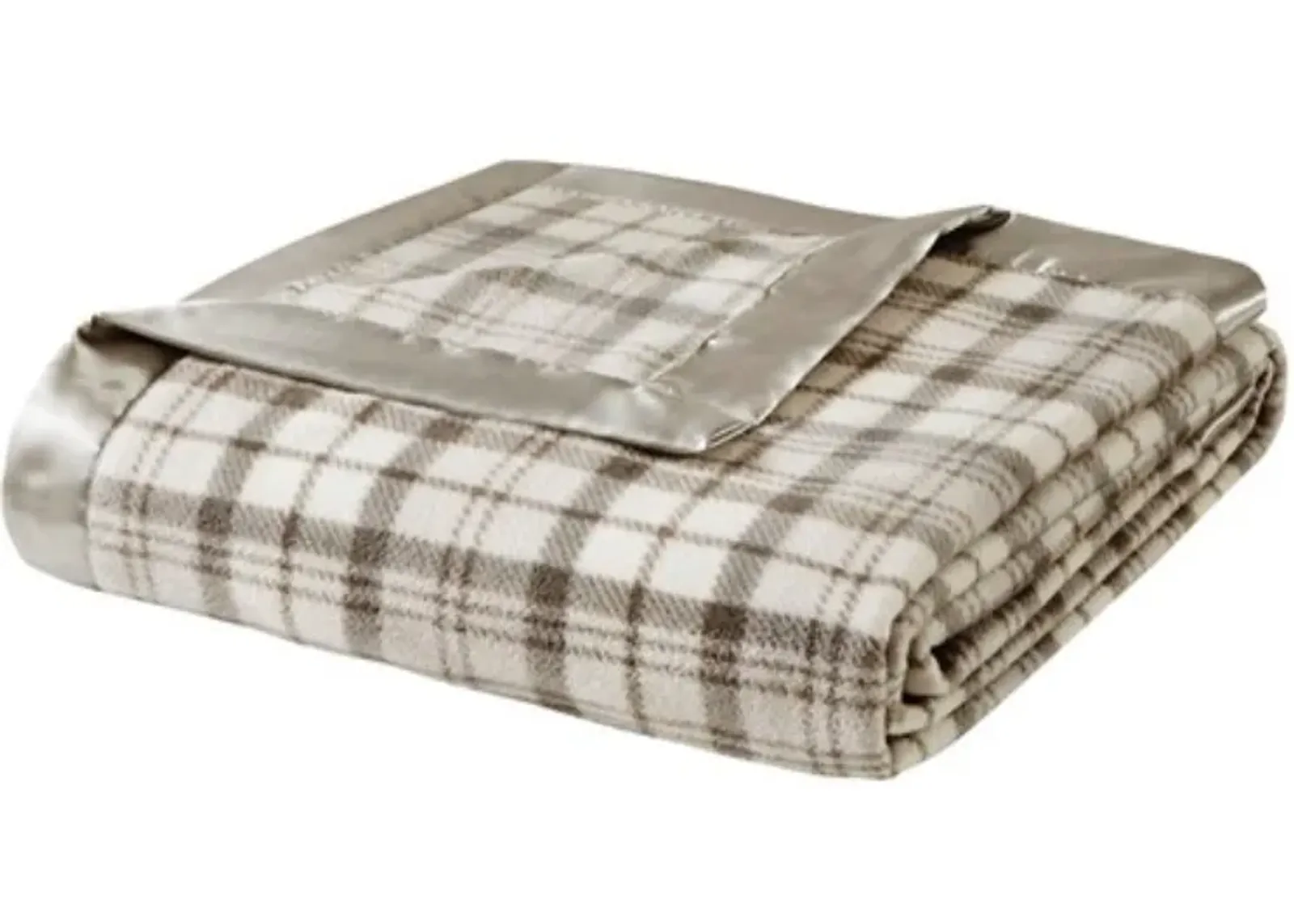 Olliix by True North by Sleep Philosophy Micro Fleece Grey Plaid Full/Queen Blanket