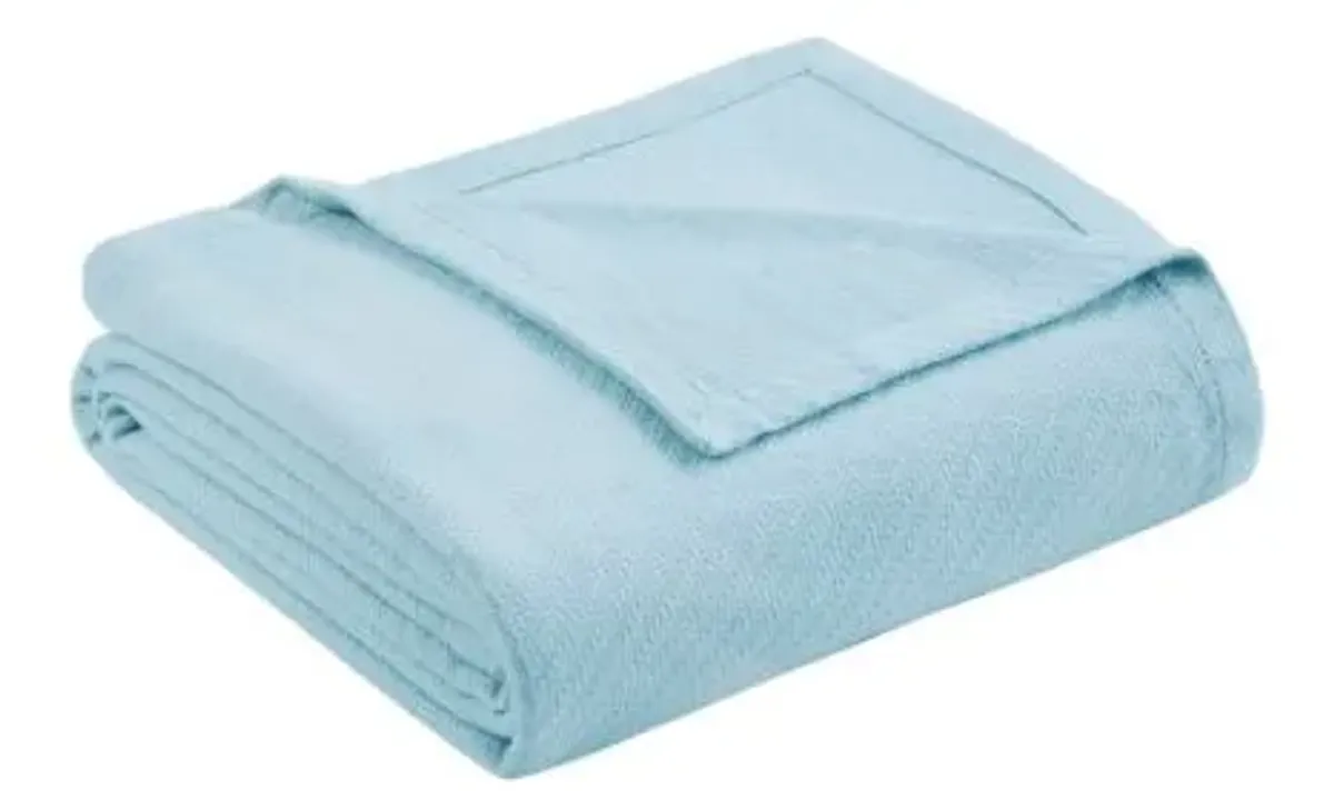 Olliix by Madison Park Liquid Cotton Blue King Blanket