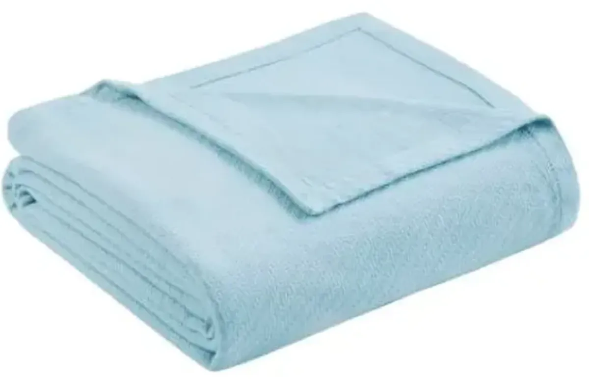 Olliix by Madison Park Liquid Cotton Blue King Blanket