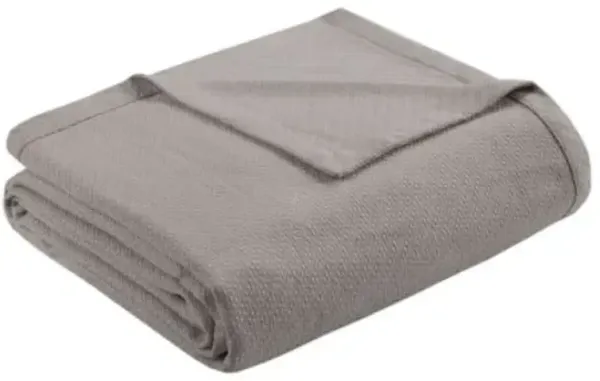 Olliix by Madison Park Liquid Cotton Grey King Blanket
