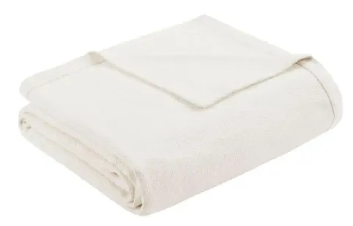 Olliix by Madison Park Liquid Cotton Ivory Twin Blanket