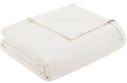 Olliix by Madison Park Liquid Cotton Ivory King Blanket