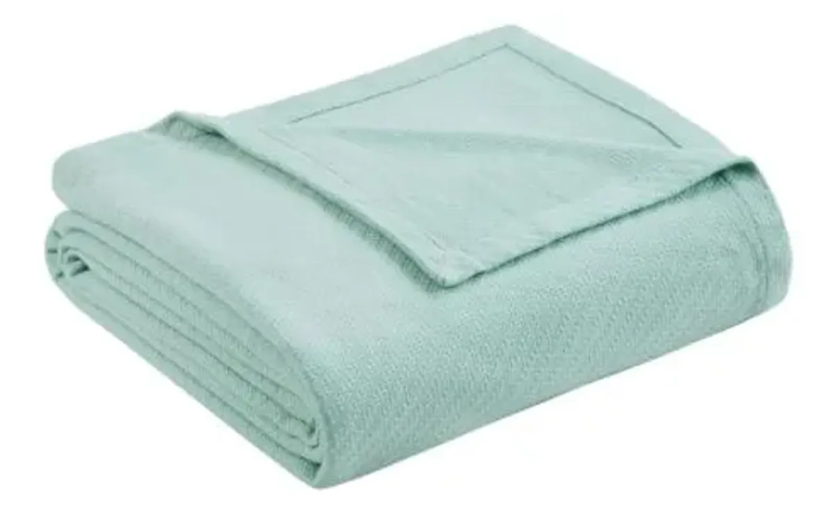 Olliix by Madison Park Liquid Cotton Seafoam Twin Blanket