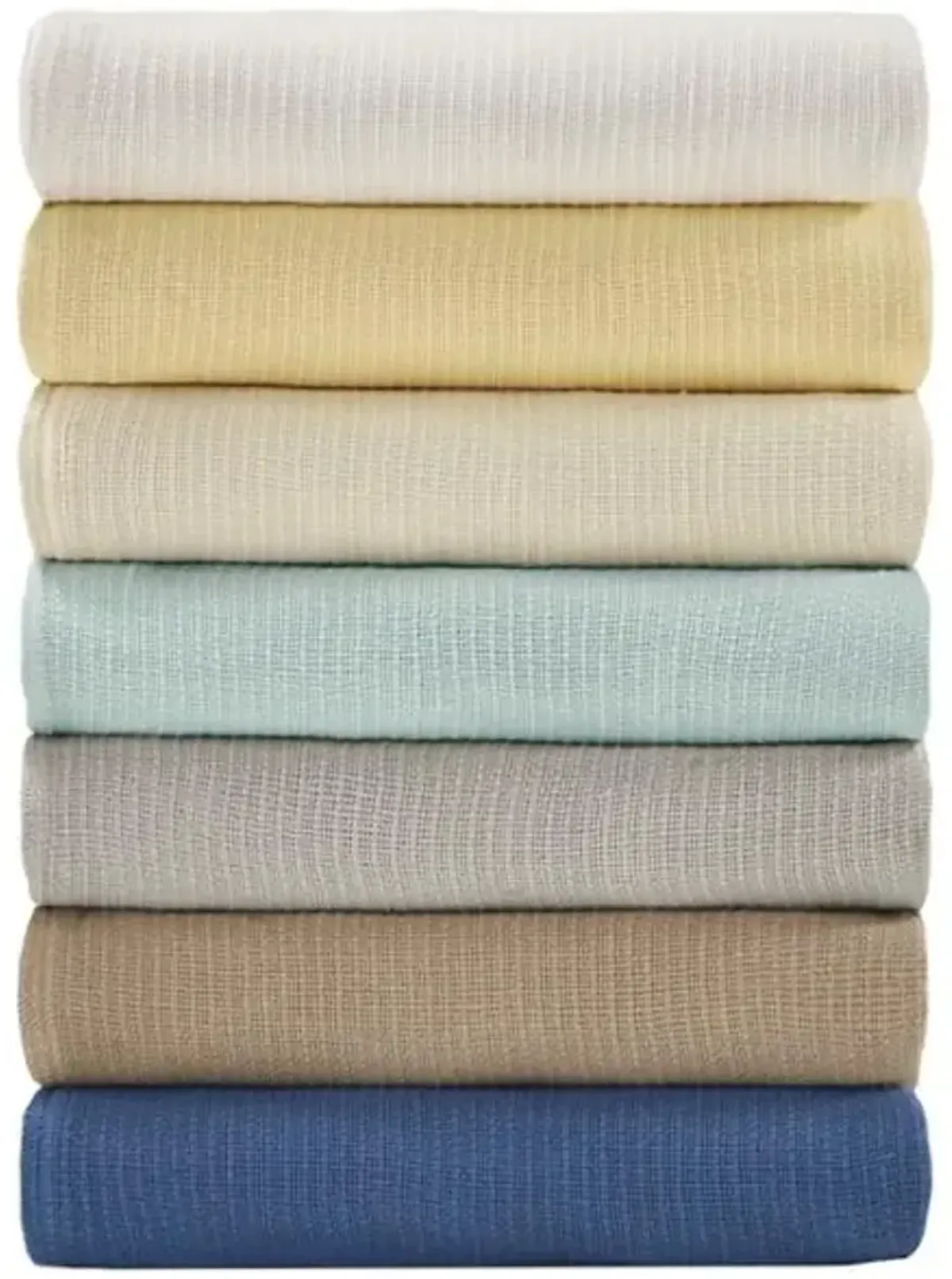 Olliix by Madison Park Freshspun Basketweave Cream Twin Cotton Blanket