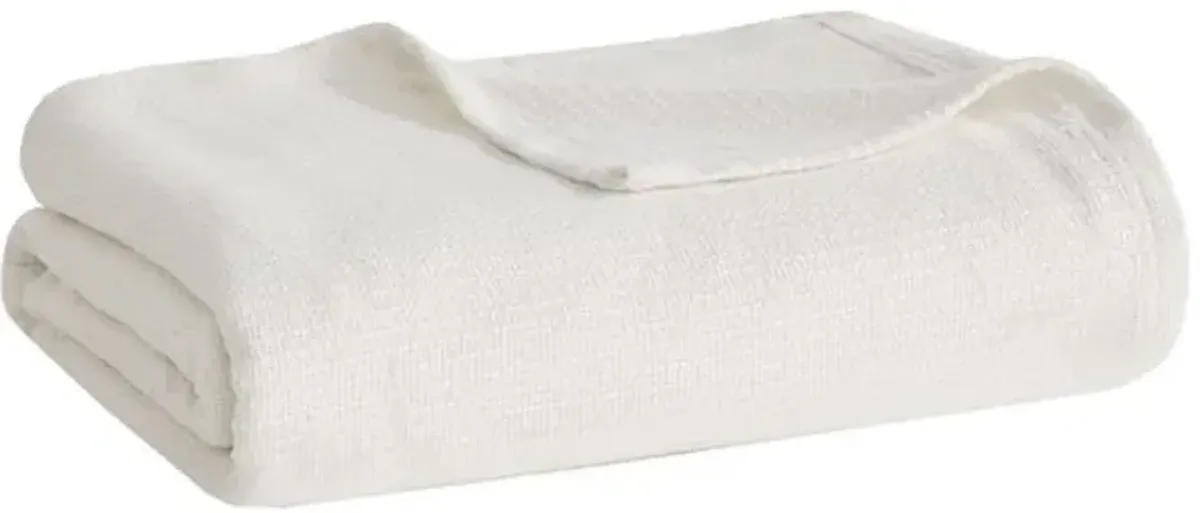 Olliix by Madison Park Freshspun Basketweave Cream Twin Cotton Blanket