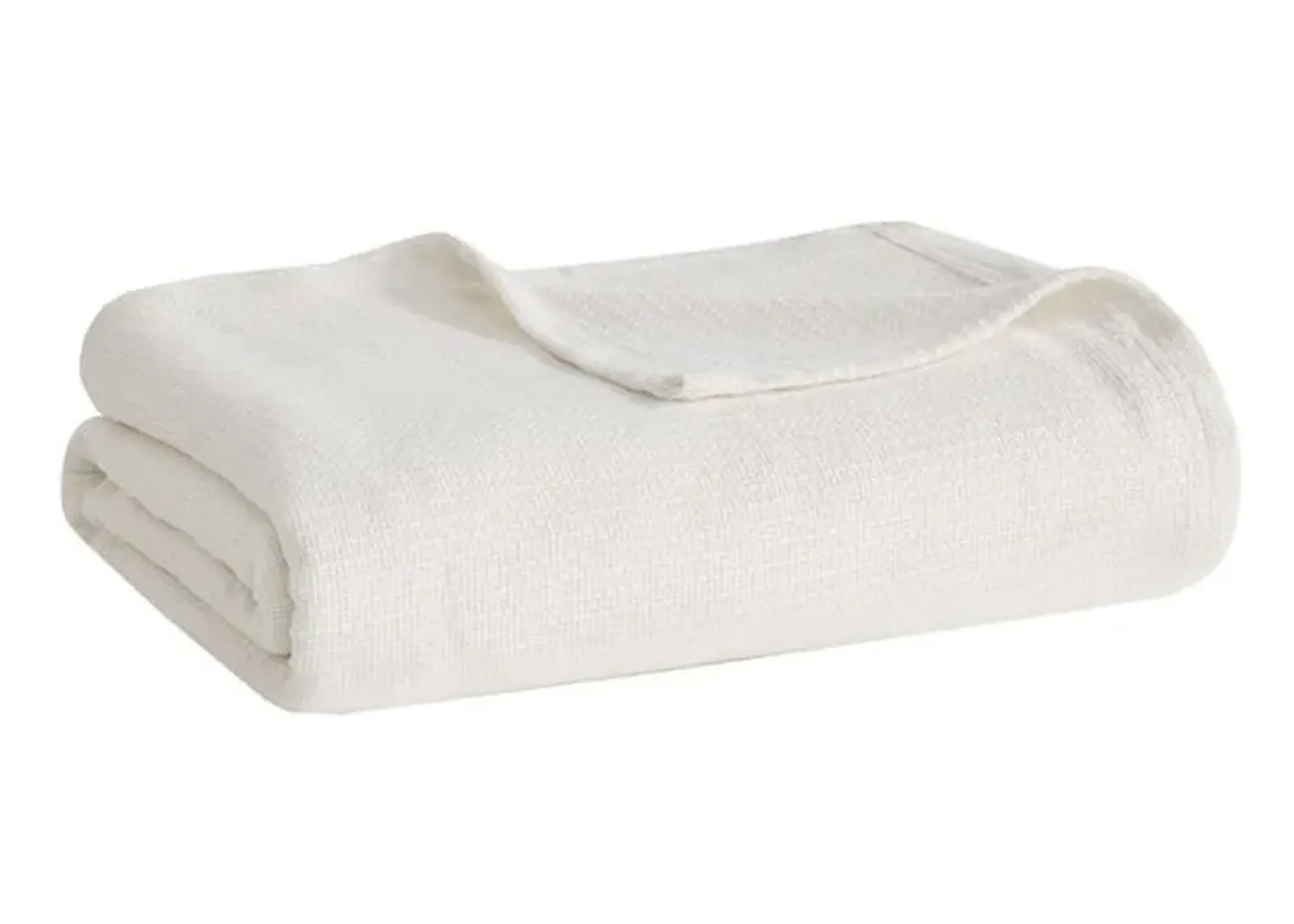 Olliix by Madison Park Freshspun Basketweave Cream Twin Cotton Blanket