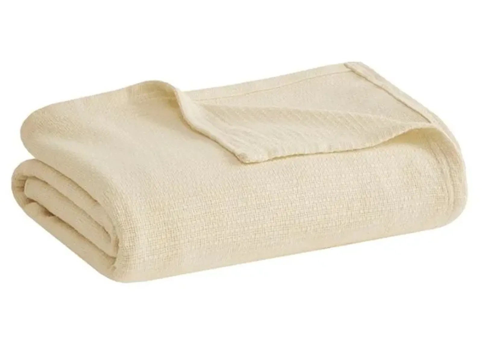 Olliix by Madison Park Freshspun Basketweave Natural Twin Cotton Blanket