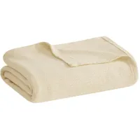 Olliix by Madison Park Freshspun Basketweave Natural King Cotton Blanket