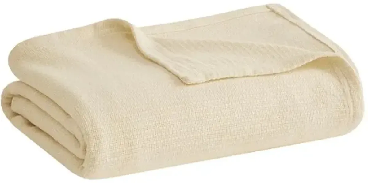 Olliix by Madison Park Freshspun Basketweave Natural King Cotton Blanket