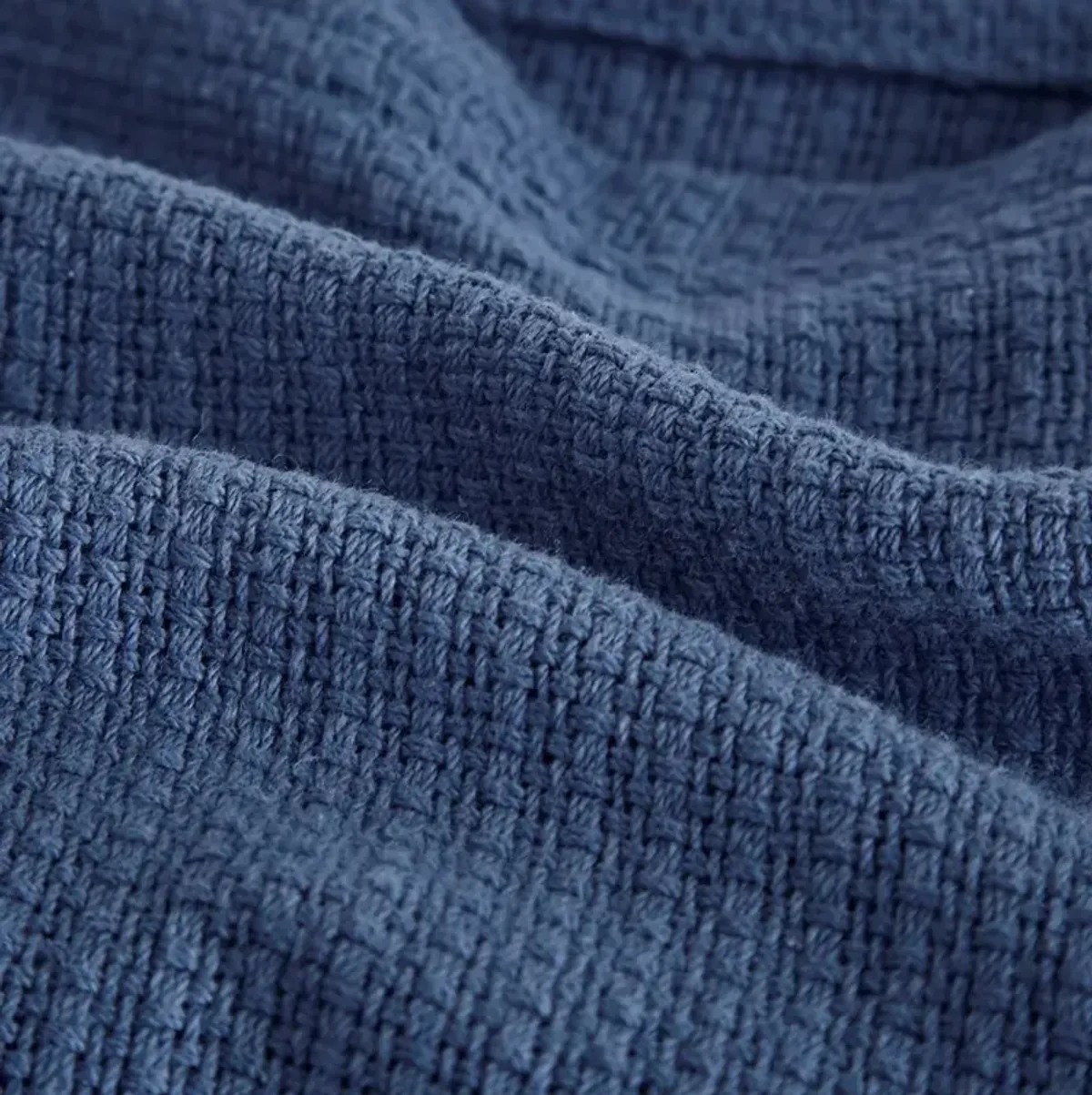 Olliix by Madison Park Freshspun Basketweave Navy King Cotton Blanket