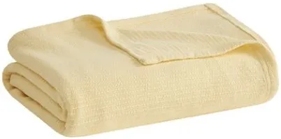 Olliix by Madison Park Freshspun Basketweave Yellow Twin Cotton Blanket
