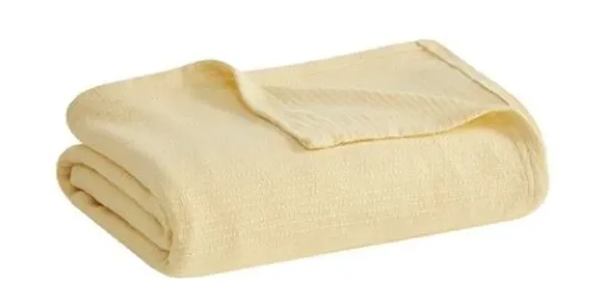 Olliix by Madison Park Freshspun Basketweave Yellow Full/Queen Cotton Blanket