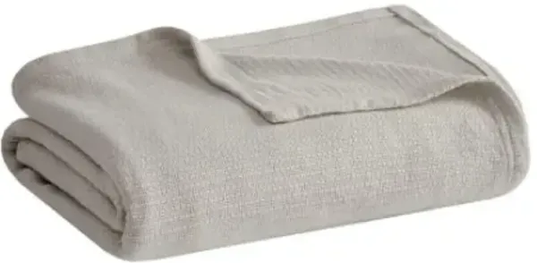 Olliix by Madison Park Freshspun Basketweave Grey Full/Queen Cotton Blanket
