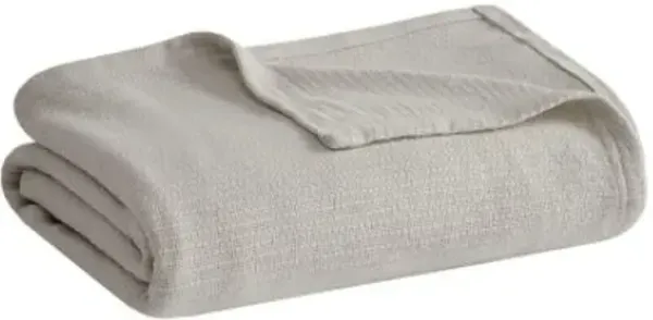 Olliix by Madison Park Freshspun Basketweave Grey King Cotton Blanket