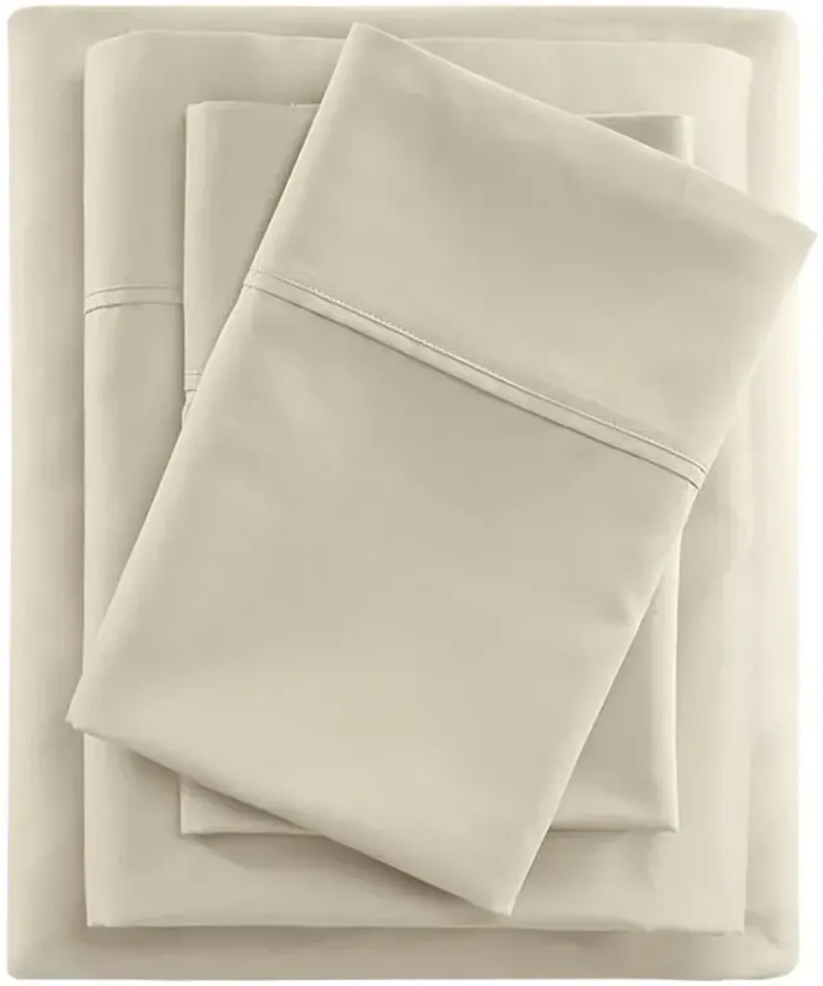 Olliix by Beautyrest Ivory Queen 400 Thread Count Wrinkle Resistant Cotton Sateen Sheet Set