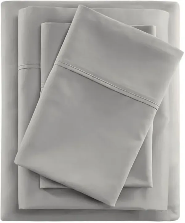 Olliix by Beautyrest Grey Full 400 Thread Count Wrinkle Resistant Cotton Sateen Sheet Set
