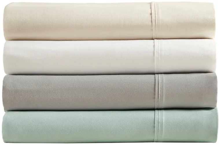 Olliix by Beautyrest Seafoam King 400 Thread Count Wrinkle Resistant Cotton Sateen Sheet Set