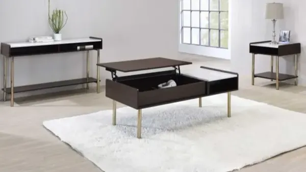 Steve Silver Co. Carrie 3-Piece Brown/White Lift Top Table Set