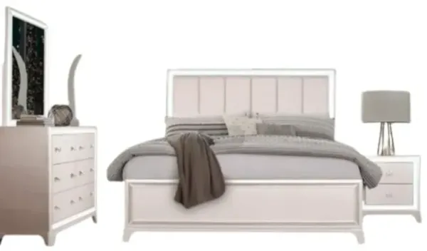 Steve Silver Co. Cassie 4-Piece Pearl Queen Panel Bedroom Set