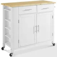 Crosley Furniture® Savannah White/Natural Wood Top Full-Size Kitchen Island/Cart
