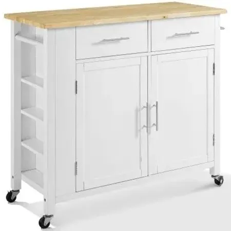 Crosley Furniture® Savannah White/Natural Wood Top Full-Size Kitchen Island/Cart