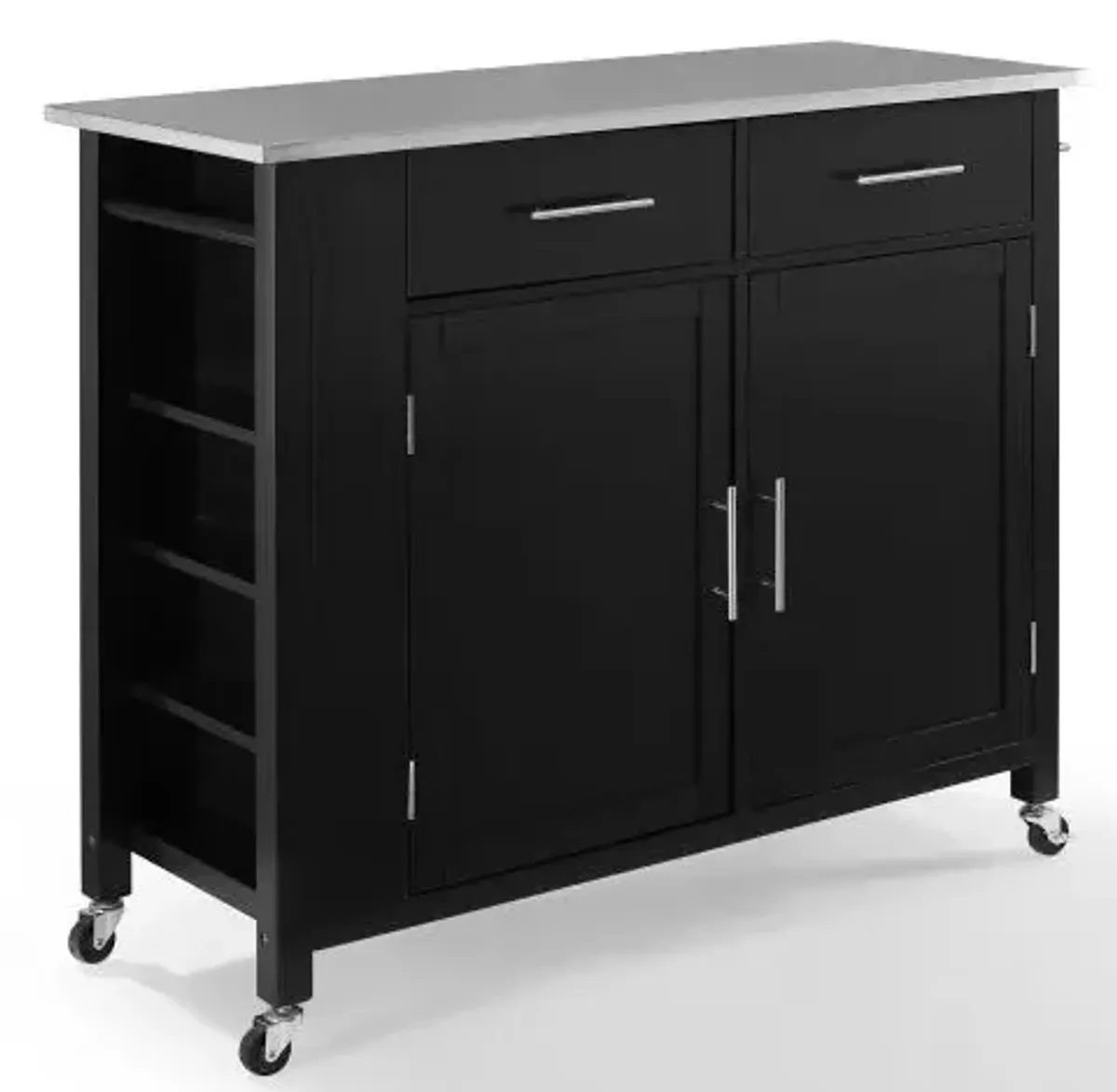 Crosley Furniture® Savannah Black/Stainless Steel Top Full-Size Kitchen Island/Cart