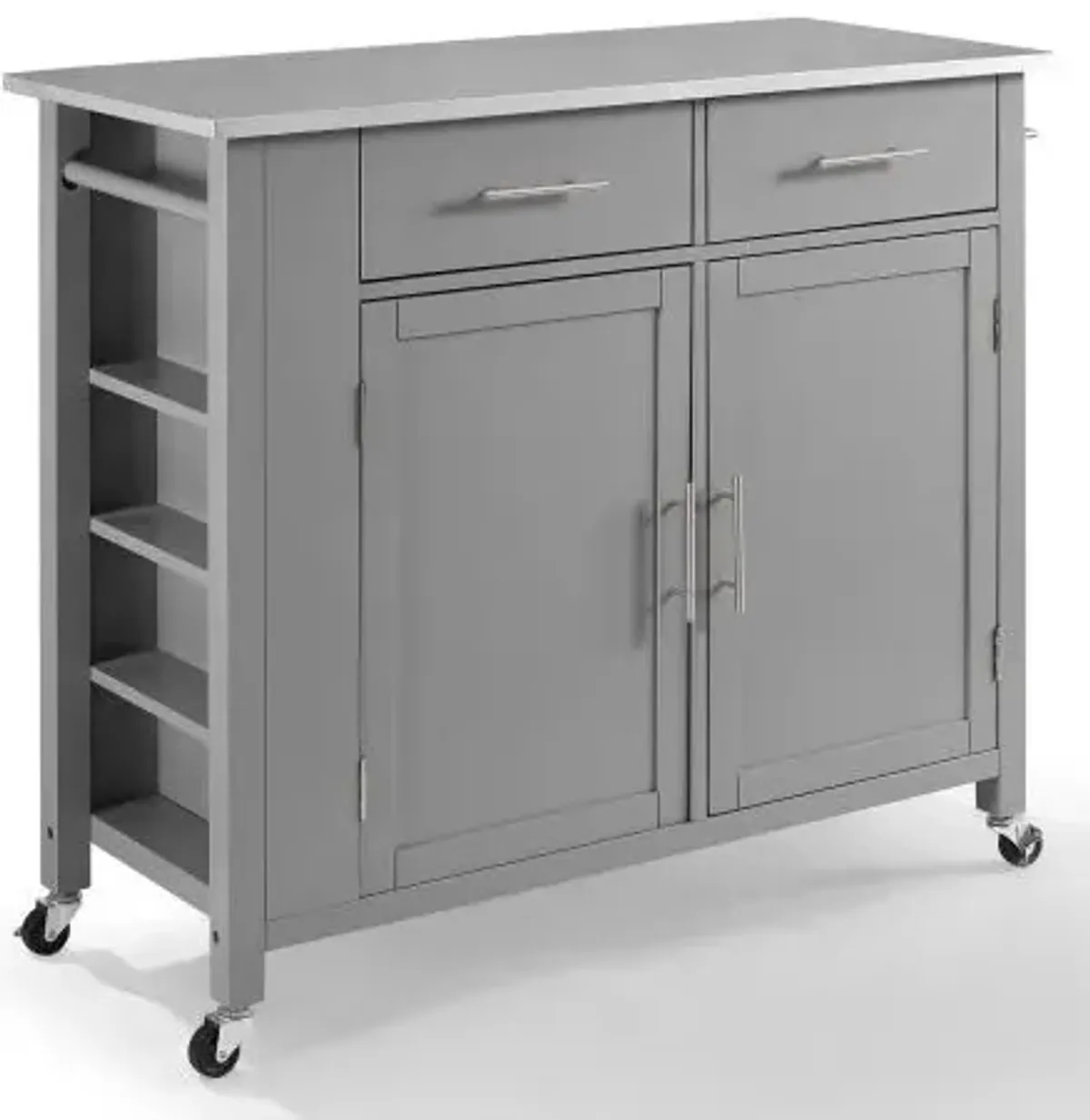 Crosley Furniture® Savannah Gray/Stainless Steel Top Full-Size Kitchen Island/Cart