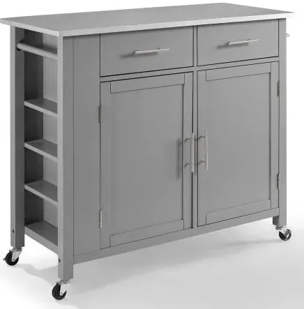 Crosley Furniture® Savannah Gray/Stainless Steel Top Full-Size Kitchen Island/Cart