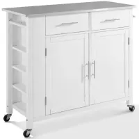Crosley Furniture® Savannah White/Stainless Steel Top Full-Size Kitchen Island/Cart