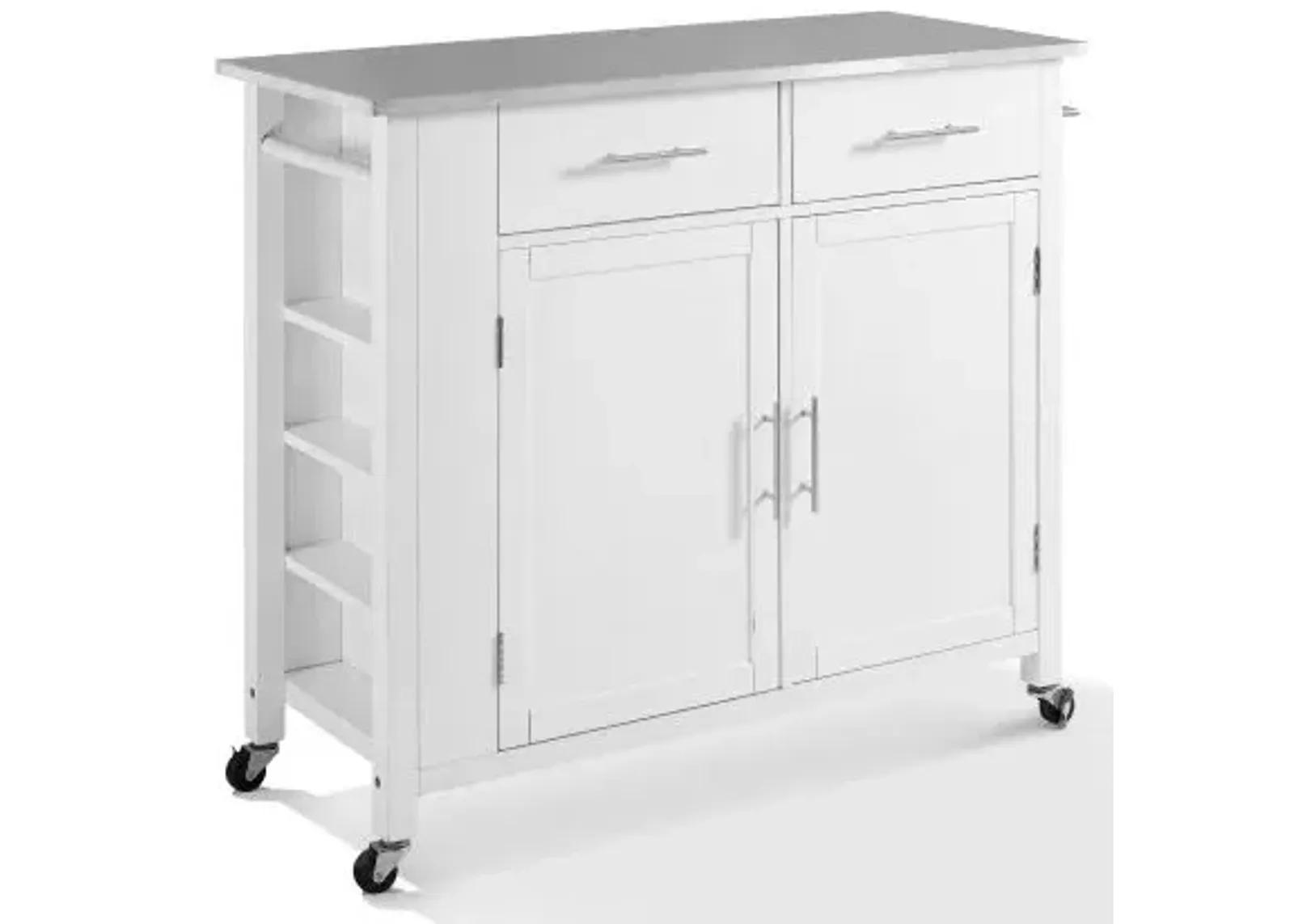 Crosley Furniture® Savannah White/Stainless Steel Top Full-Size Kitchen Island/Cart