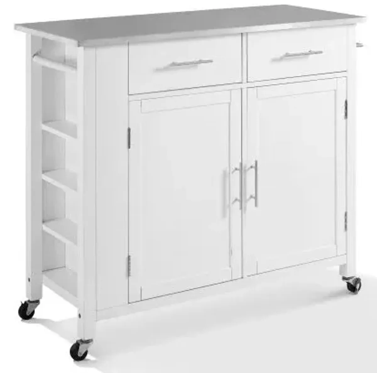 Crosley Furniture® Savannah White/Stainless Steel Top Full-Size Kitchen Island/Cart