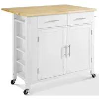 Crosley Furniture® Savannah White/Natural Wood Top Drop Leaf Kitchen Island/Cart
