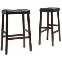 Crosley Furniture® Saddle Back 2-Piece Black/Mahogany Bar Stool Set