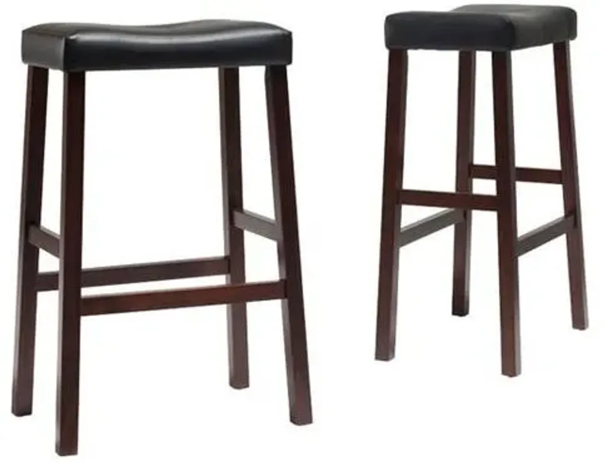 Crosley Furniture® Saddle Back 2-Piece Black/Mahogany Bar Stool Set