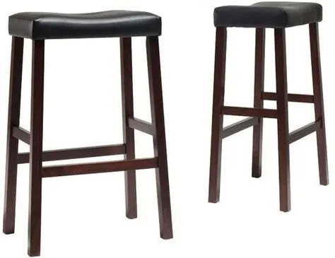 Crosley Furniture® Saddle Back 2-Piece Black/Mahogany Bar Stool Set
