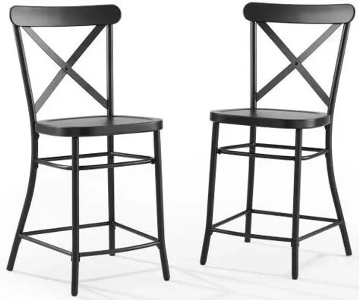 Crosley Furniture® Camille Matte Black 2-Piece Counter Stools