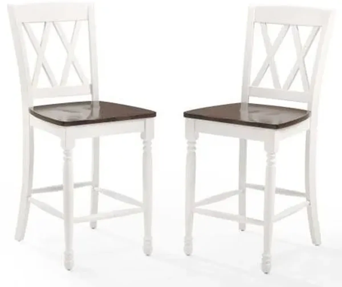 Crosley Furniture® Shelby 2-Piece Distressed White Counter Stools