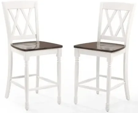 Crosley Furniture® Shelby 2-Piece Distressed White Counter Stools