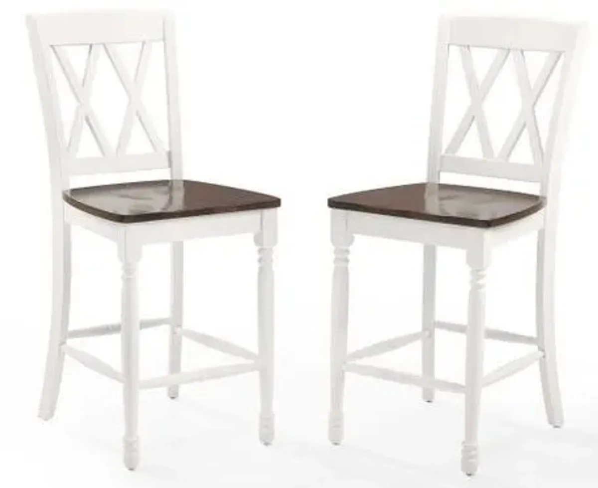 Crosley Furniture® Shelby 2-Piece Distressed White Bar Stools