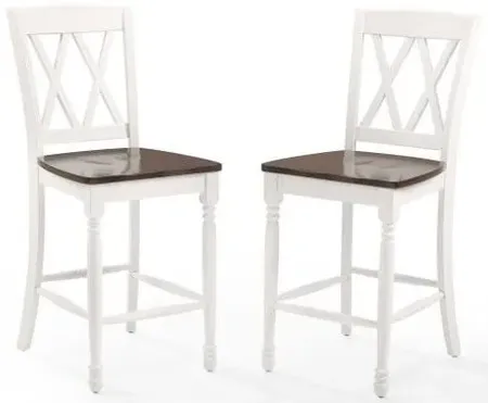 Crosley Furniture® Shelby 2-Piece Distressed White Bar Stools