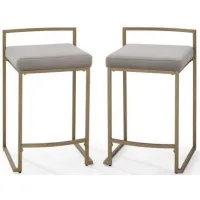 Crosley Furniture® Harlowe 2-Piece Gray/Gold Counter Stool Set