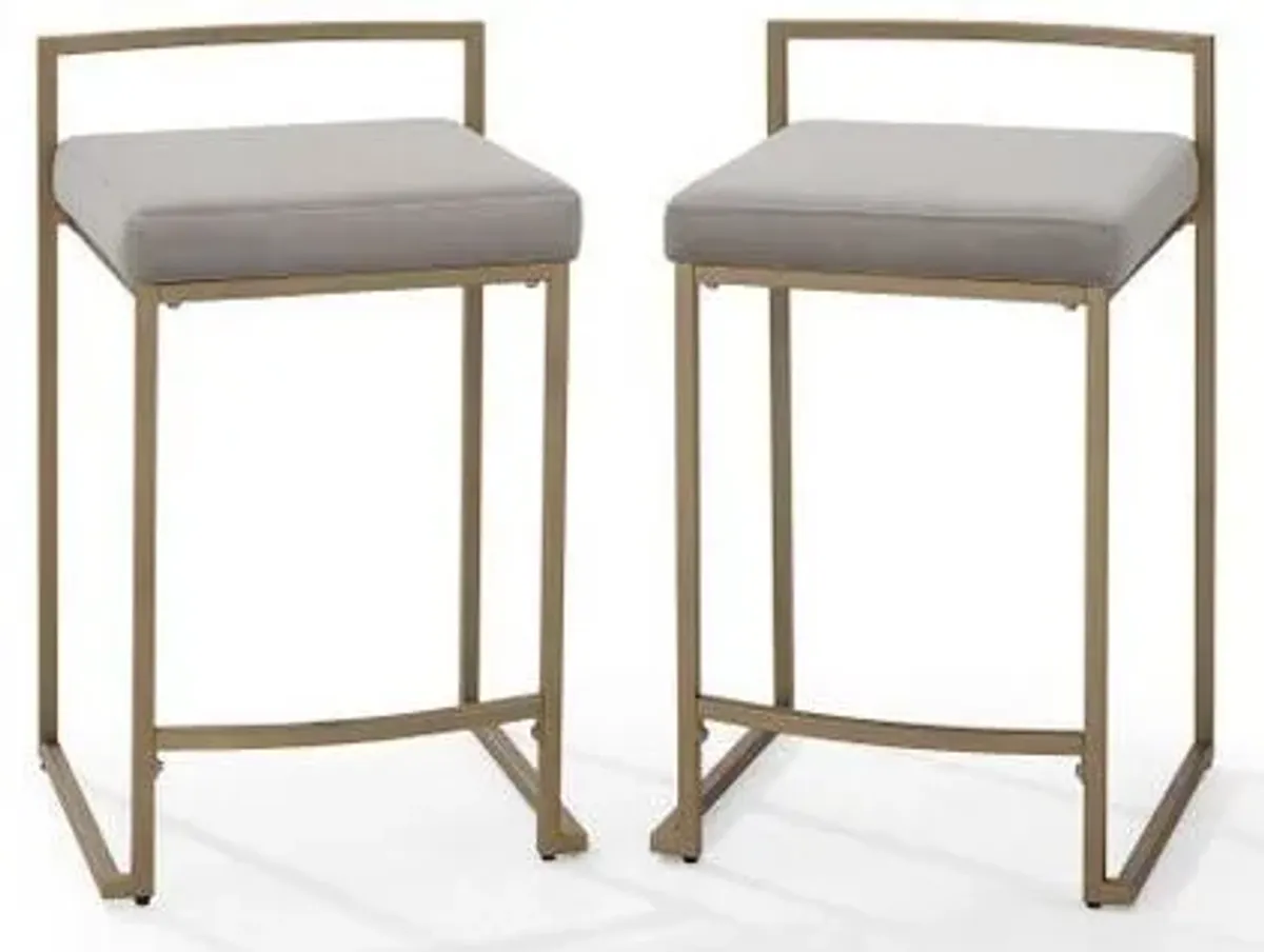 Crosley Furniture® Harlowe 2-Piece Gray/Gold Counter Stool Set