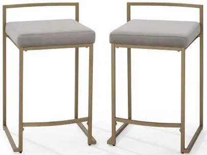 Crosley Furniture® Harlowe 2-Piece Gray/Gold Counter Stool Set