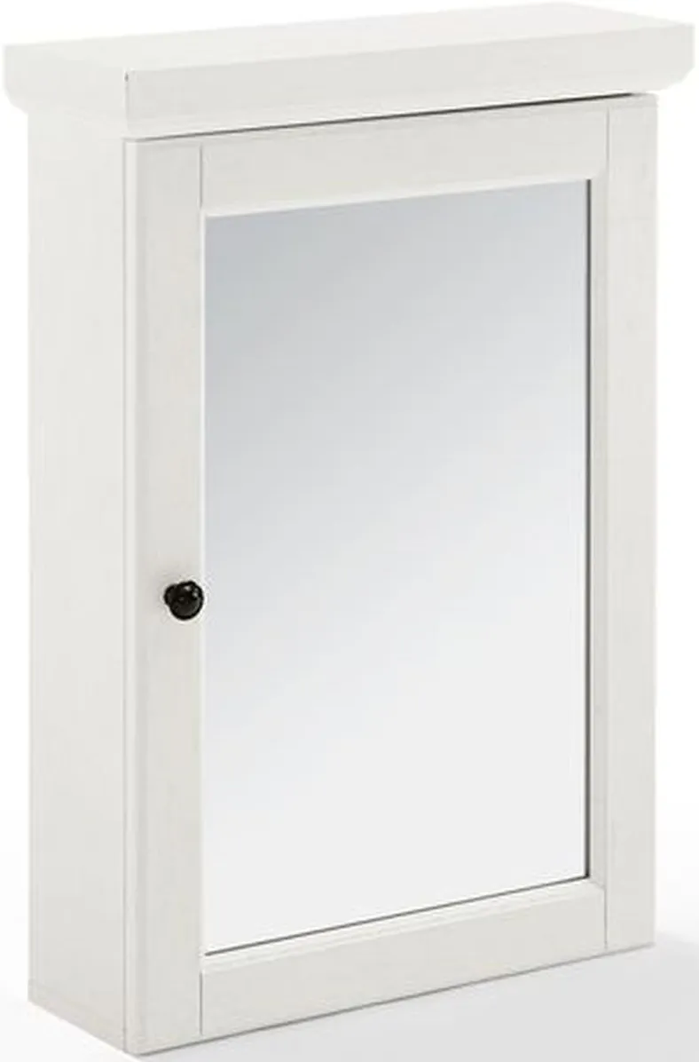 Crosley Furniture® Seaside Distressed White Mirrored Wall Cabinet