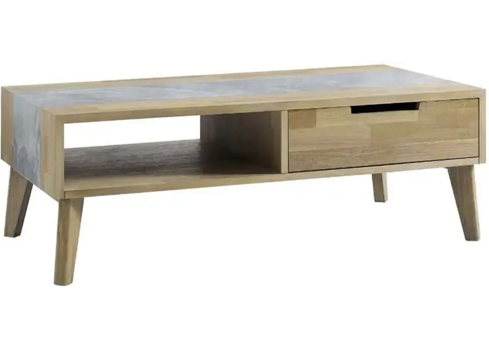 Steve Silver Co. Calgary Natural Coffee Table with Gray Sintered Stone Accent