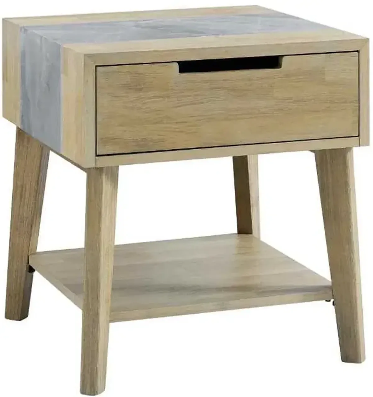 Steve Silver Co. Calgary Natural End Table with Gray Sintered Stone Accent