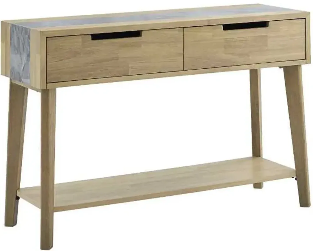 Steve Silver Co. Calgary Natural Sofa Table with Gray Sintered Stone Accent