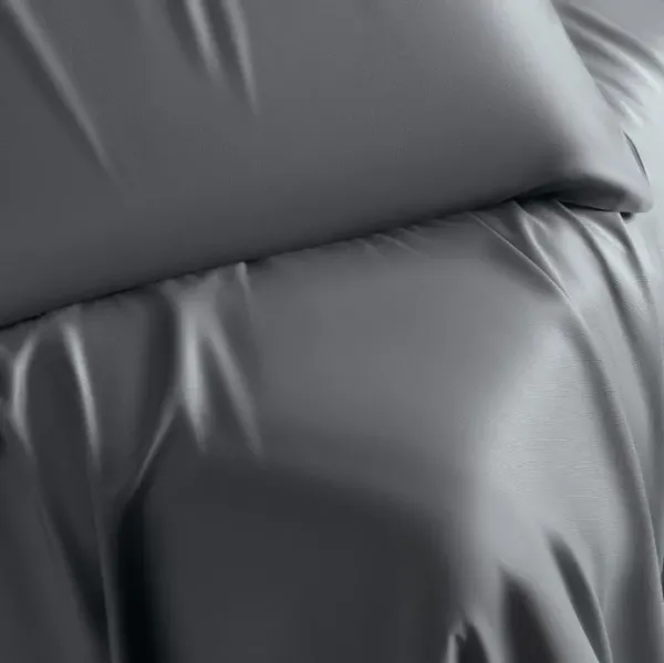 Cariloha Natural Satin Retreat 4-Piece Laguna Blue Queen Sheet