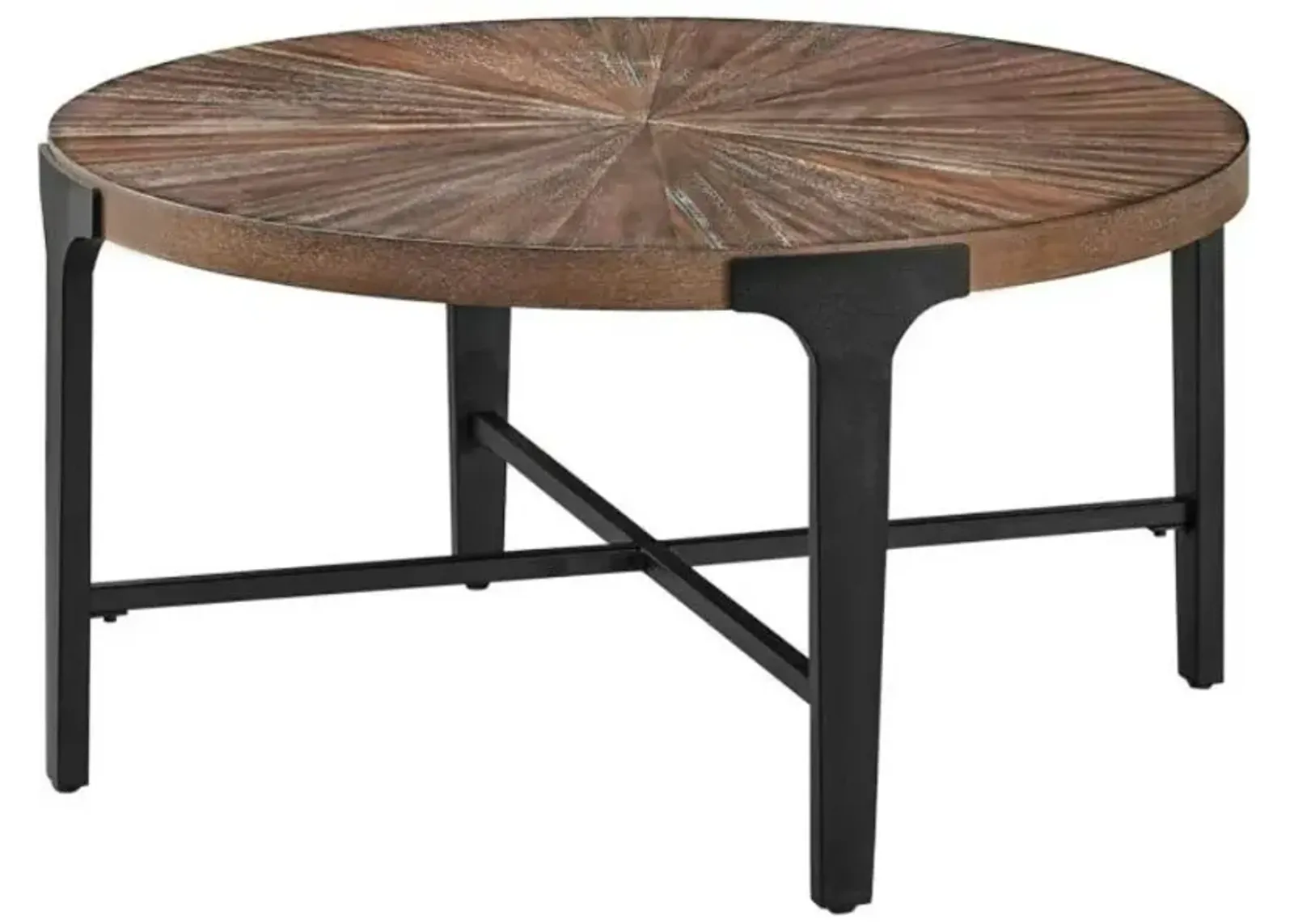 Steve Silver Co. Chevron Cinnamon Round Coffee Table with Black Base