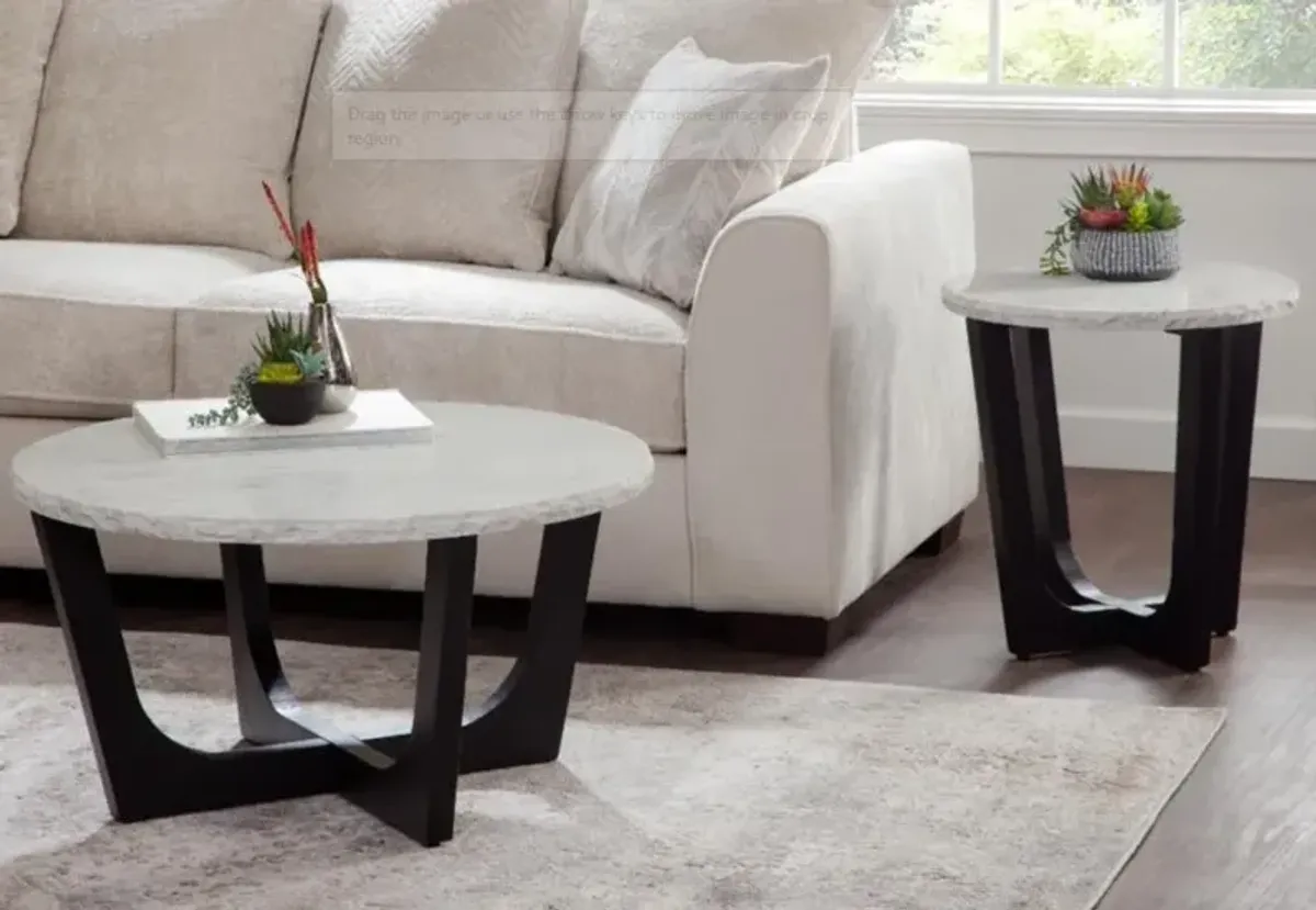 Steve Silver Co. Chrissy Banswara White End Table with Black Base